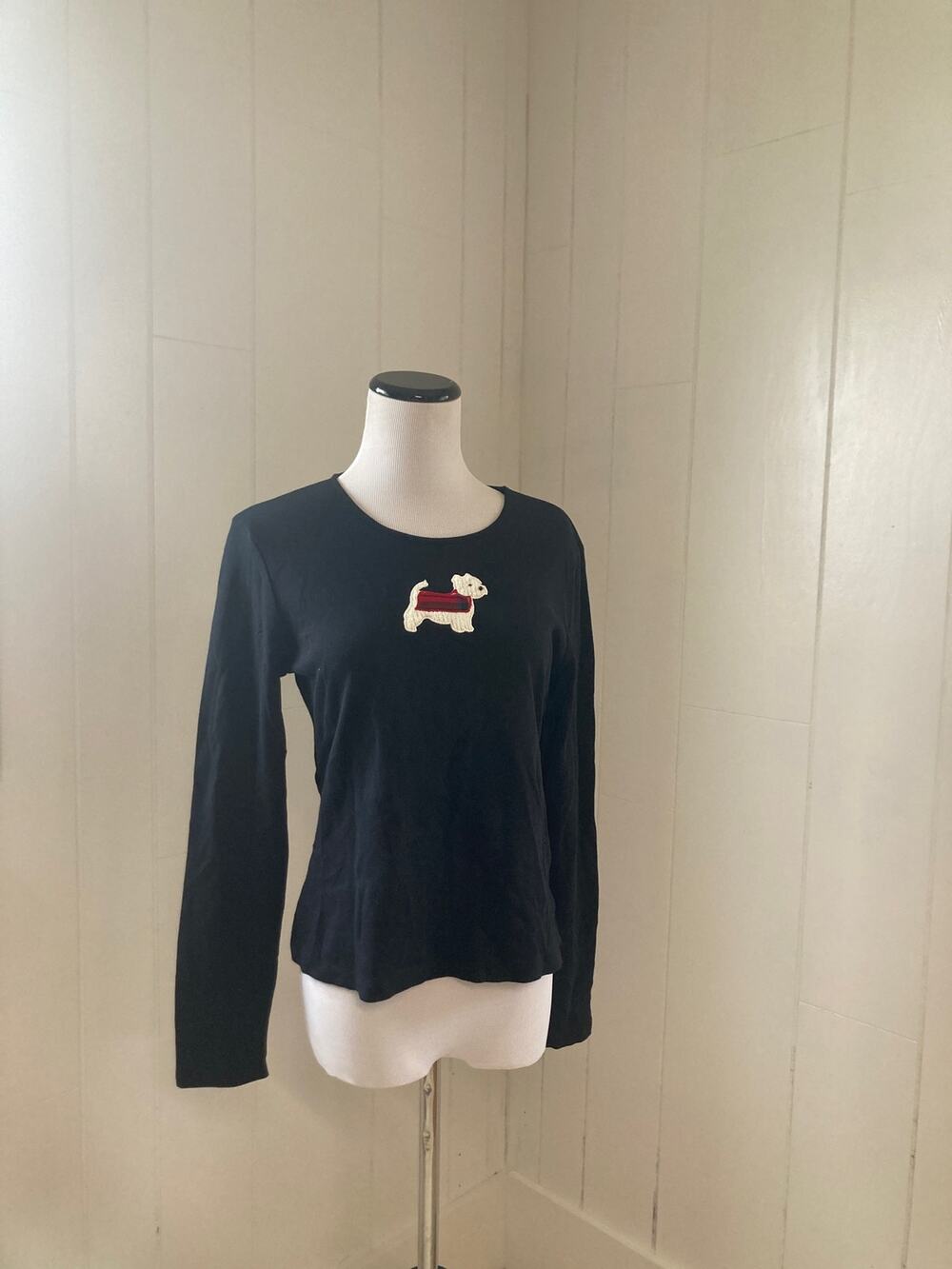 Casual Corner Annex Scottie Dog Long Sleeve T-shirt, Size S